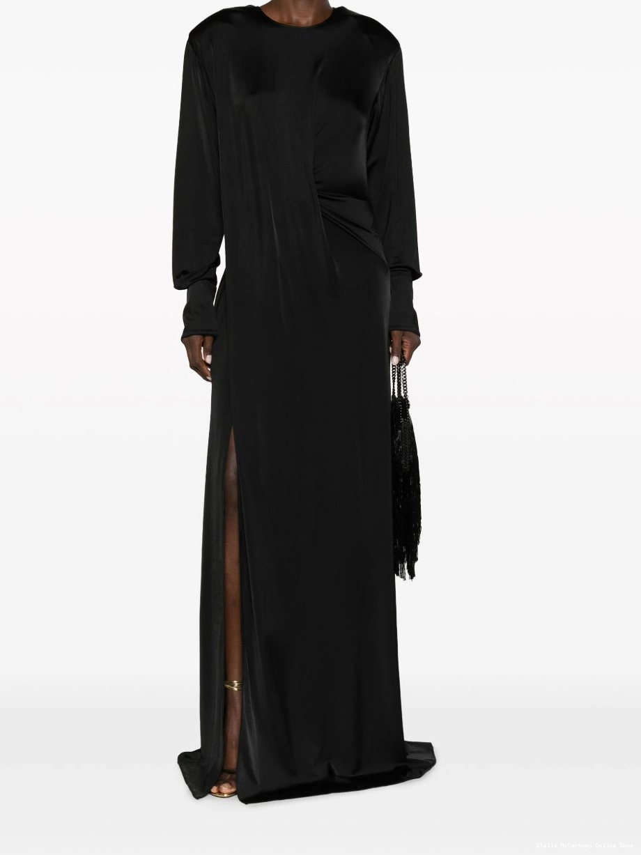 Cheap Women McCartney Stella maxi satin dress side-slit 0801
